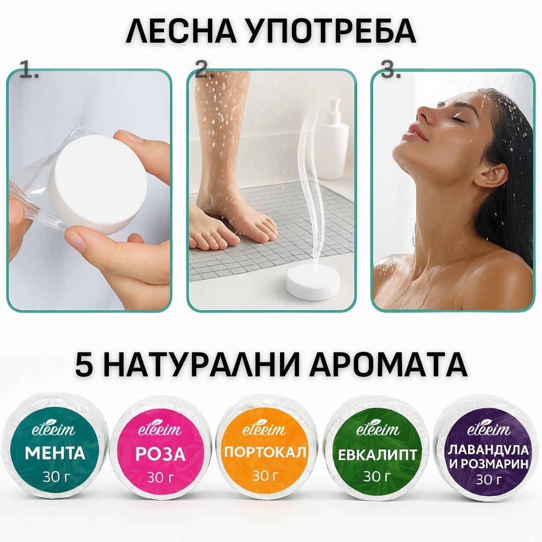 tabletki-za-dush-eterim-s-eterichni-masla-1 Домашно СПА с таблетки за душ Етерим - Домашна ароматерапия с етерични масла